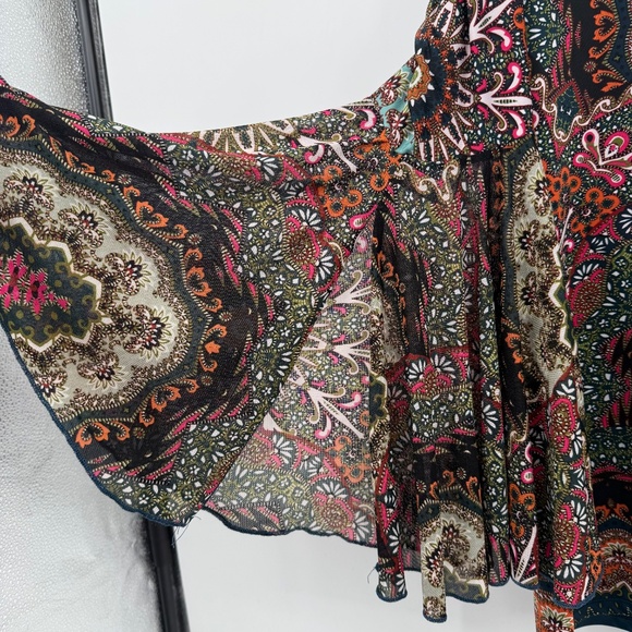 La Vanya Top Women 1X Multicolor Flare Sleeves Southwest Paisley Stretch Tunic - Picture 7 of 12